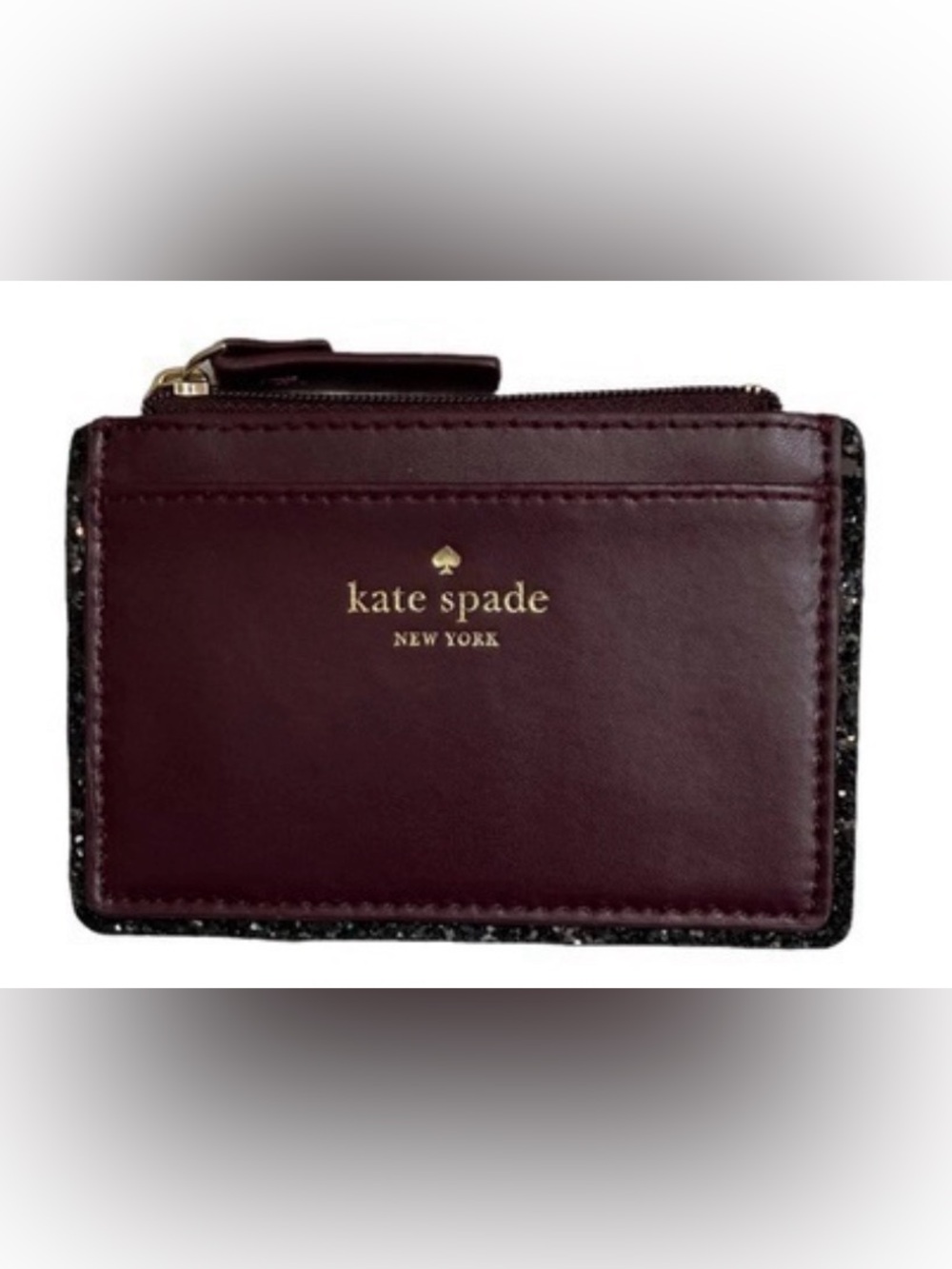 kate spade burgundy leather cardholder with black trim